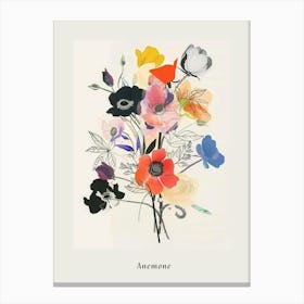 Anemone Collage Flower Bouquet Poster Canvas Print