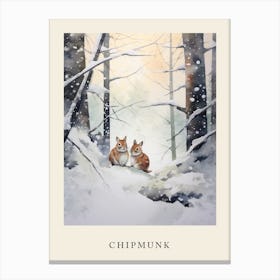 Winter Watercolour Chipmunk 6 Poster Canvas Print