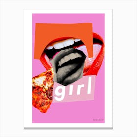 Girl With Pizza Canvas Print