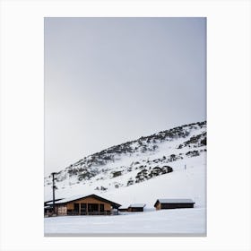 Perisher, Australia Black And White Skiing Poster Canvas Print