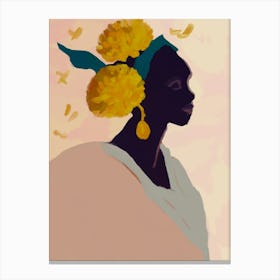 Black Woman With Yellow Flowers Canvas Print