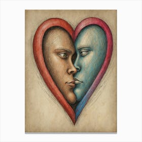Two Faces In A Heart Canvas Print