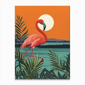 Greater Flamingo Lake Natron Tanzania Tropical Illustration 3 Canvas Print