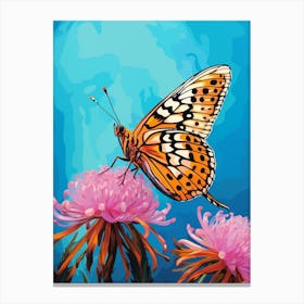 Pop Art Pearl Bordered Fritillary Butterfly 3 Canvas Print