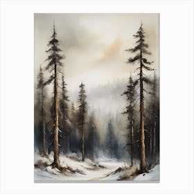 Winter Pine Forest Christmas Painting (27) Canvas Print