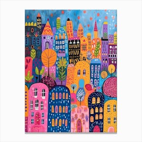 Kitsch Colourful Old Cityscape 1 Canvas Print