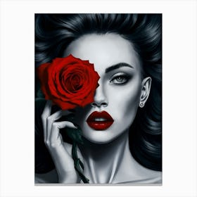 Woman Holding A Rose Canvas Print