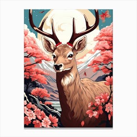 Deer Animal Drawing In The Style Of Ukiyo E 1 Canvas Print