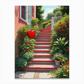 Colorful Stairway With Heart (7) Canvas Print