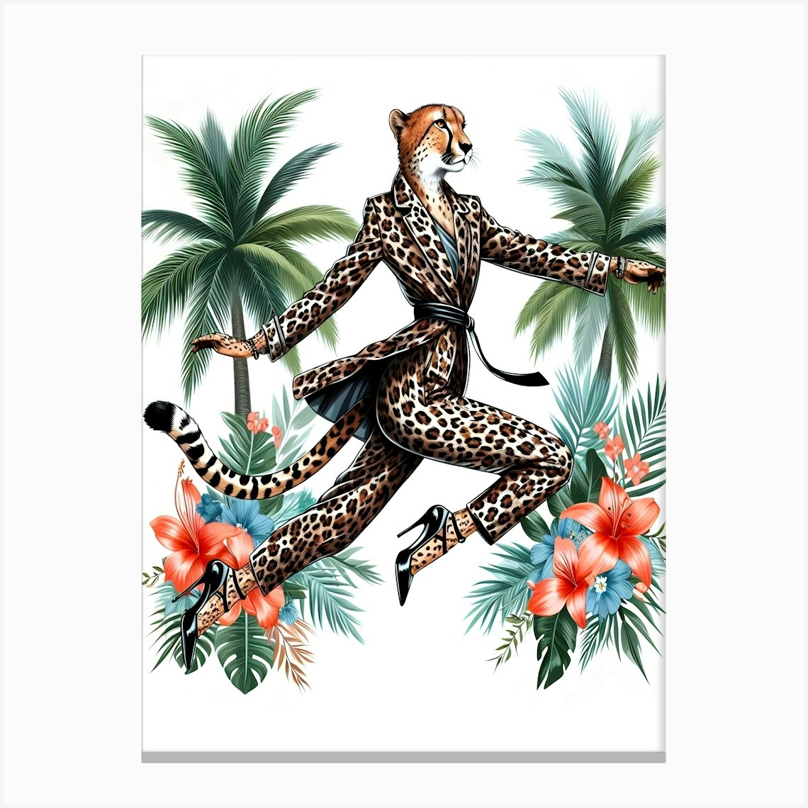 Boho Cheetah In Jungle Stampe su tela
