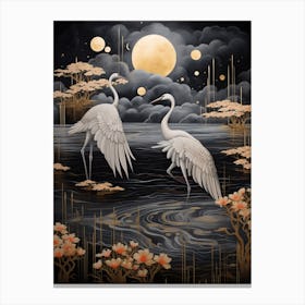 Crane 4 Gold Detail Painting Canvas Print