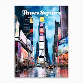 Times Square New York Tourist Destination Modern Travel Illustration Canvas Print