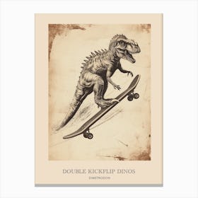 Dimetrodon Vintage Dinosaur Poster 4 Canvas Print