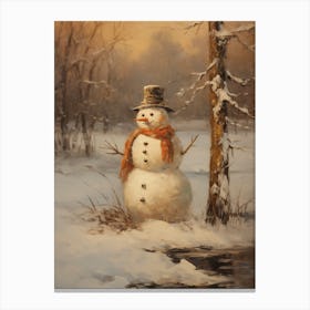 Snowman In The Woods 1 Canvas Print