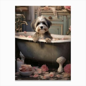 Dog In Bath Canvas Print