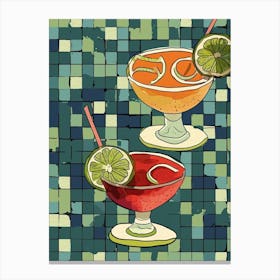 Daiquiri Illustration On Tiles Canvas Print