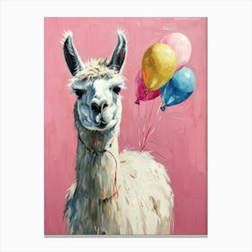 Cute Llama 2 With Balloon Canvas Print
