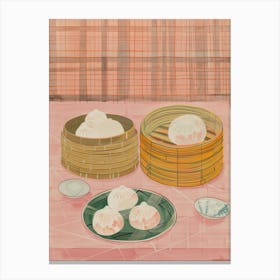 Pink Breakfast Food Dim Sum 1 Canvas Print