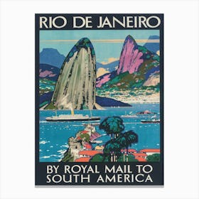Rio De Janeiro Brazil Vintage Travel Poster Canvas Print