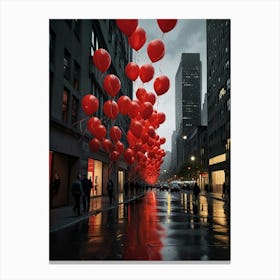 Red Balloons In New York City Canvas Print