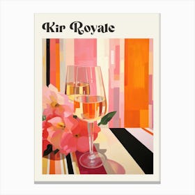 Kir Royale Retro Cocktail Poster Canvas Print