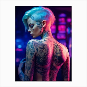 Sexy Girl with Tattoos on her Back Canvas Print