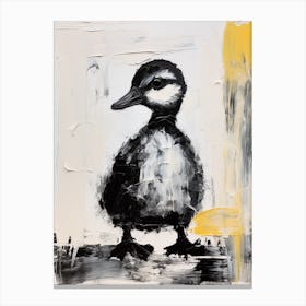 Minimalist Brushstroke Portrait Of A Duckling 1 Canvas Print