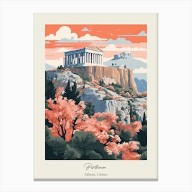 Parthenon   Athens, Greece   Cute Botanical Illustration Travel 1 Poster Canvas Print