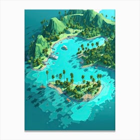 Bora Bora French, Polynesia, Flat Illustration 2 Canvas Print