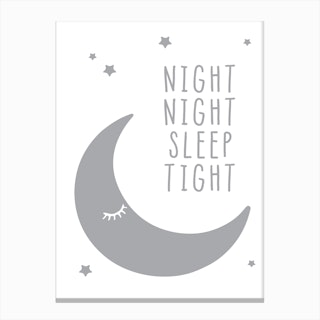 Night Night Sleep Tight Grey Canvas Print
