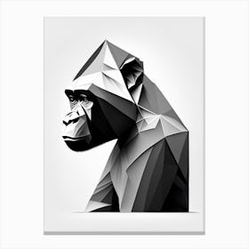 Baby Gorilla Gorillas Black & White Geometric 1 Canvas Print