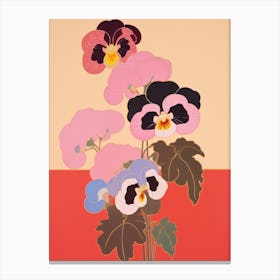 Pansies Flower Big Bold Illustration 3 Canvas Print