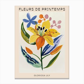Spring Floral French Poster  Gloriosa Lily 1 Canvas Print