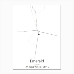 Emerald,Australia Minimalist Map Canvas Print