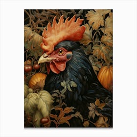 Dark And Moody Botanical Chicken 3 Canvas Print