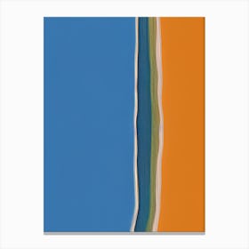 Abstract Lines Beach Meridian Shoreline Orange And Blue Canvas Print
