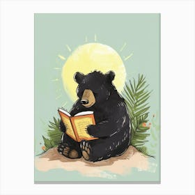 American Black Bear Reading Storybook Illustration 4 Canvas Print