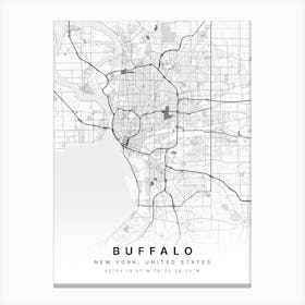 Buffalo New York NYC White Map Canvas Print