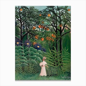 Woman Walking In An Exotic Forest, Henri Rousseau Canvas Print
