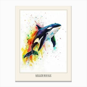 Killer Whale Colourful Watercolour 3 Poster Canvas Print