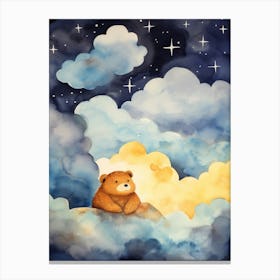 Baby Beaver Sleeping In The Clouds Canvas Print