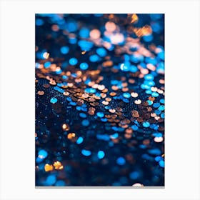 Blue And Gold Glitter Canvas Print