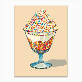 Trifle With Rainbow Sprinkles Beige Illustration 4 Canvas Print