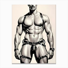 Muscles And Leather: Gay Art Canvas Print