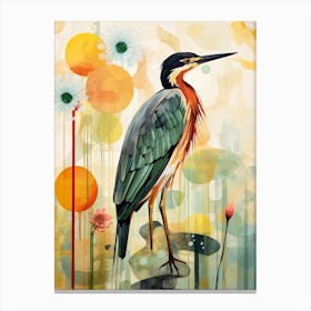 Bird Painting Collage Green Heron 2 Canvas Print