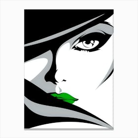 Portrait Of A Woman With Green Lips Canvas Print