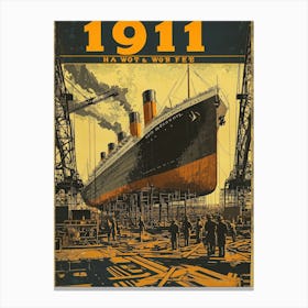 Aihrgdesign A Vintage Engineering Poster Showing The Titanic 2 Canvas Print