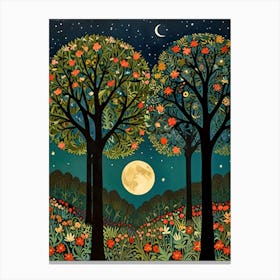 William Morris Moonlight Trees 2 Canvas Print