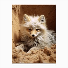 Tibetan Sand Fox Burrowing Photorealism 4 Canvas Print