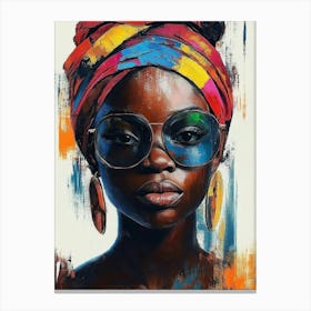 Colourful African Woman With Sunglasses Canvas Print